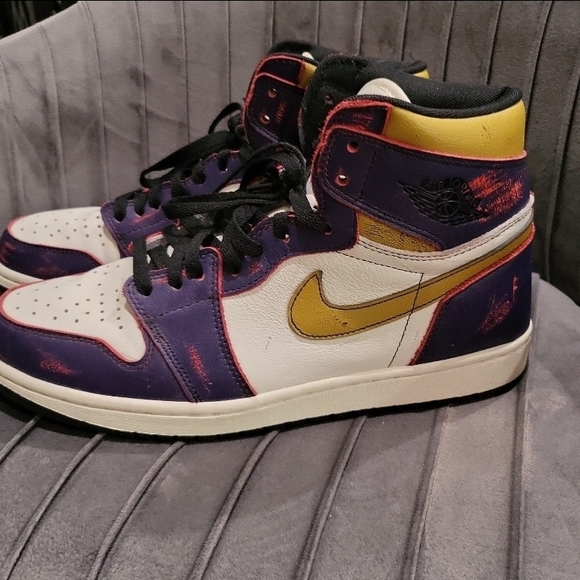Jordan High-Top Sneakers - Purple, Yellow, White - Picture 1 of 9
